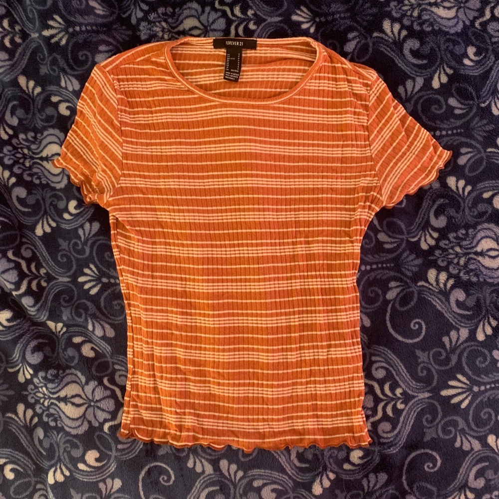 orange striped baby tee